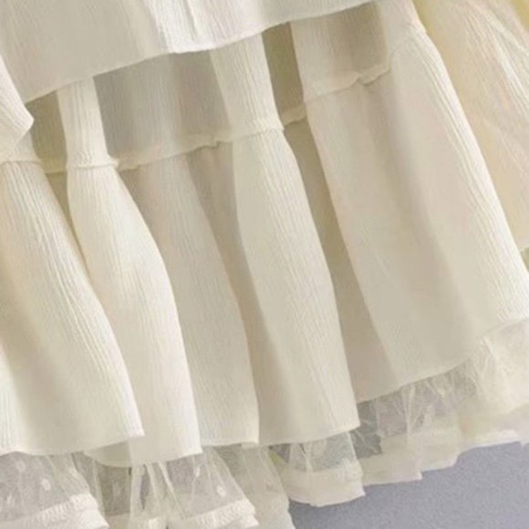 New Backless Boho Mini Dress Halter Tie Layered Swiss Dot Babydoll - Picture 9 of 12